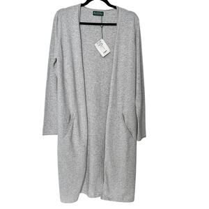 Alan Paine Margot Long Line Open Front Cotton/Cashmere Light Weight Cardigan (6)